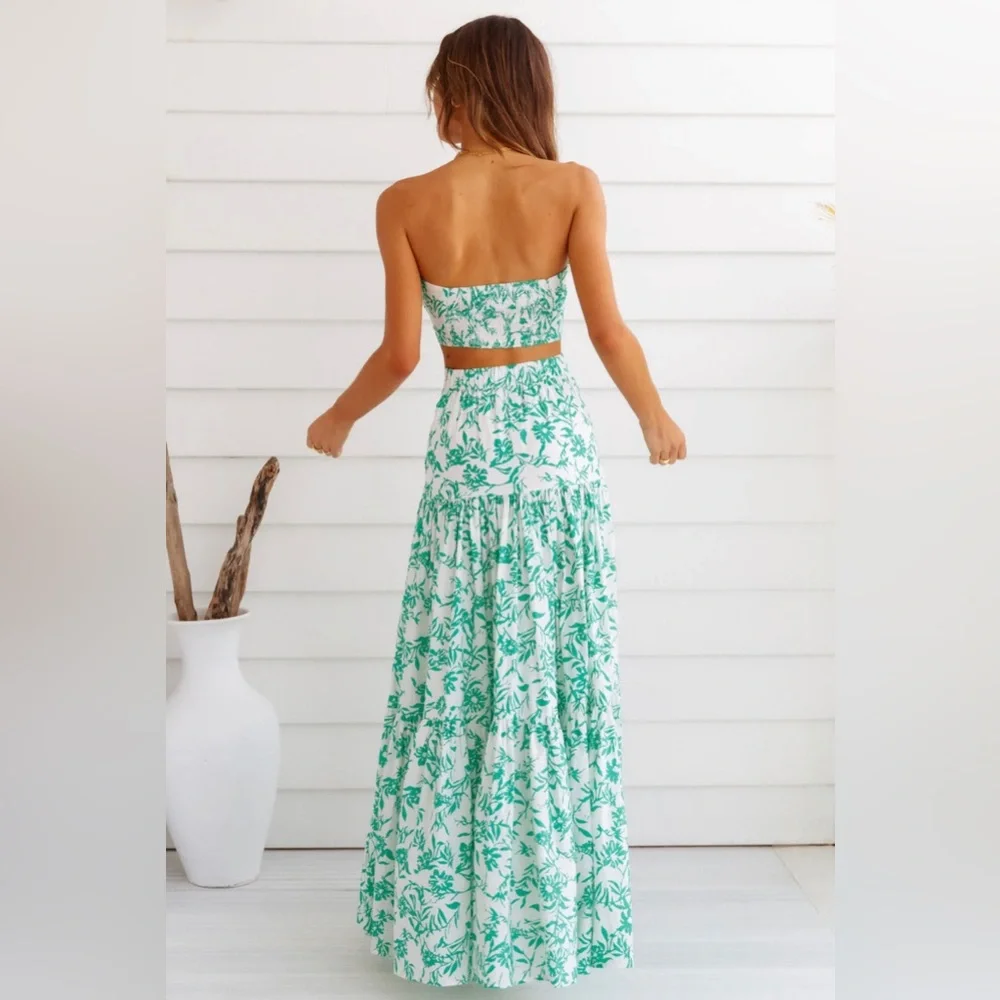 Floral Green Maxi Skirt - Picture 3 of 4